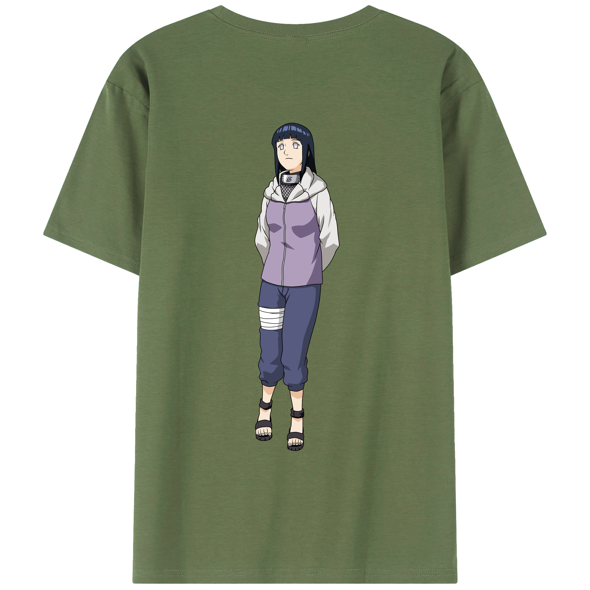 （画像用） NARUTO -ナルト- 日向ヒナタ Hyūga Hinata 綿100％ メンズ半袖Tシャツ（バックプリント） 通気性